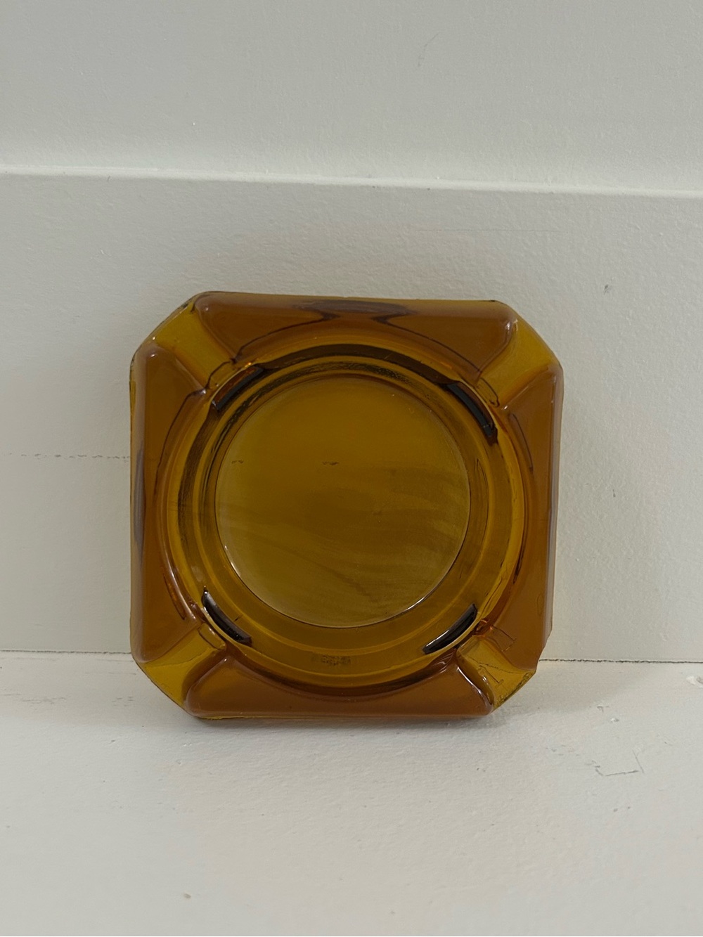 Vintage Amber Glass Ashtray